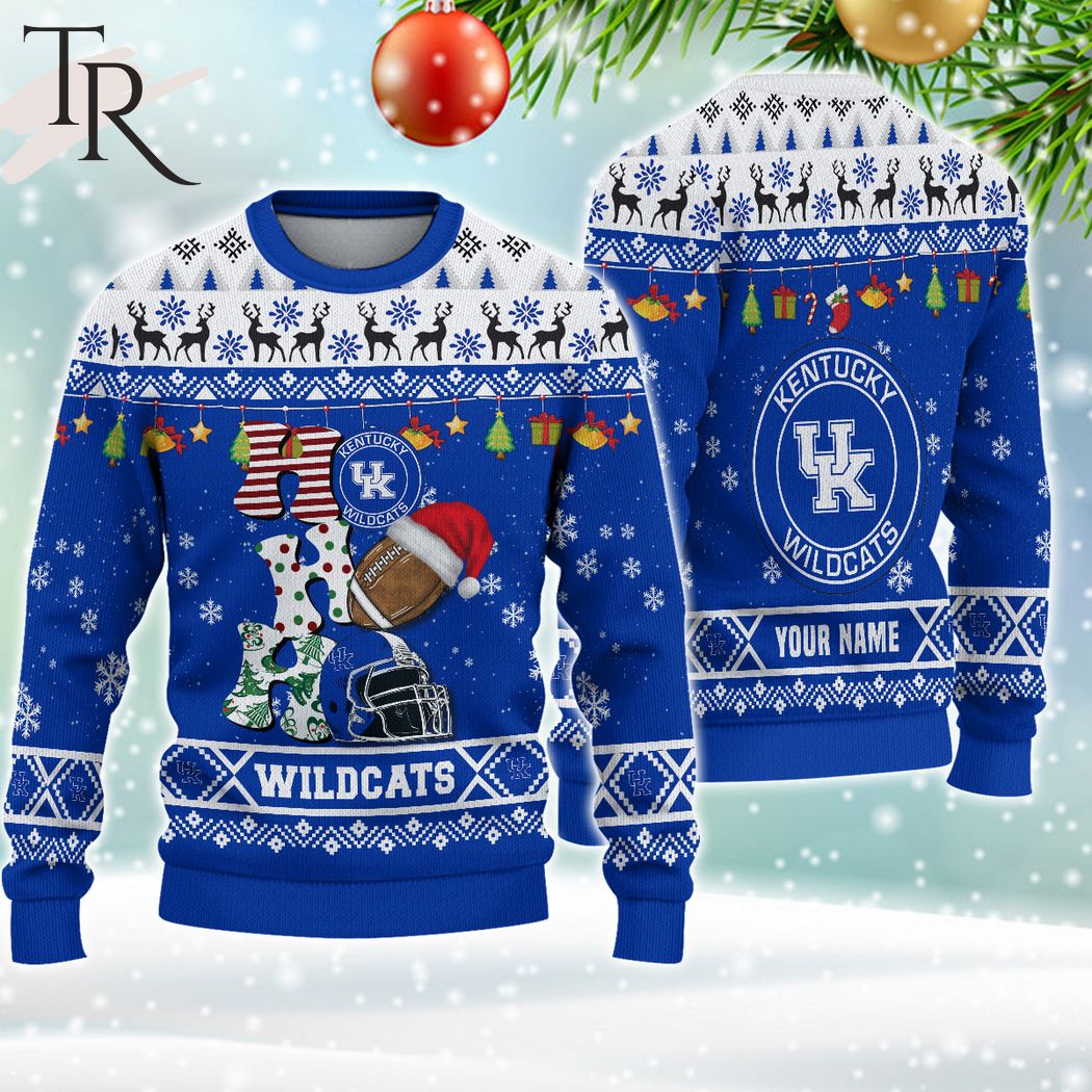 ncaa kentucky wildcats ho ho ho ugly christmas sweater 1 tV9WY