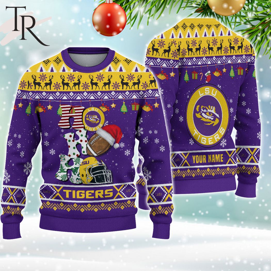 ncaa lsu tigers ho ho ho ugly christmas sweater 1 WpzUh