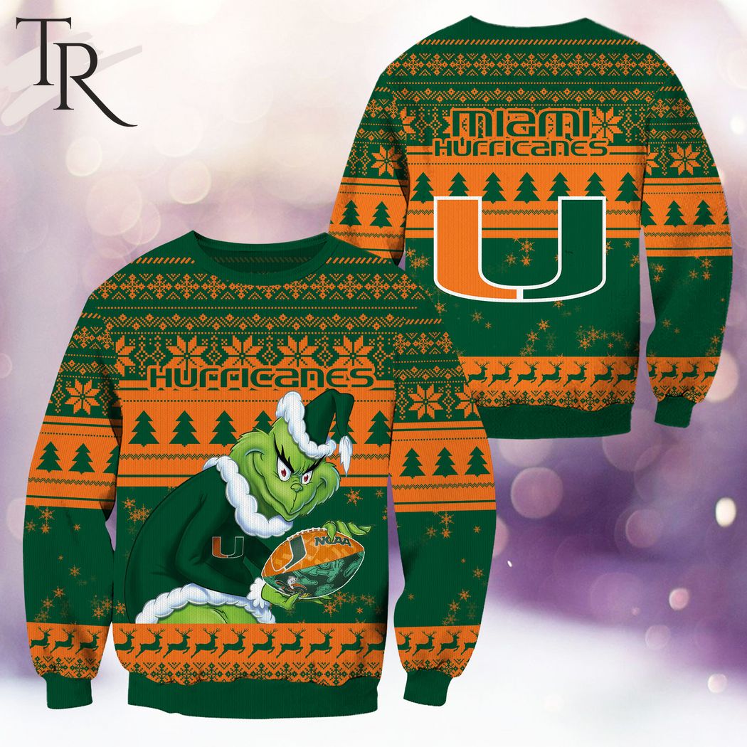 ncaa miami hurricanes grinch christmas ugly sweater 1 rPXCH