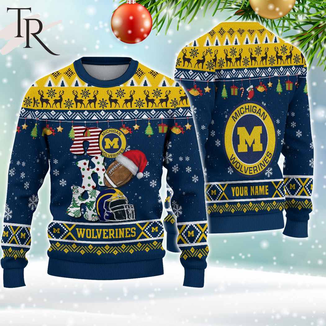 ncaa michigan wolverines ho ho ho ugly christmas sweater 1 D5paP