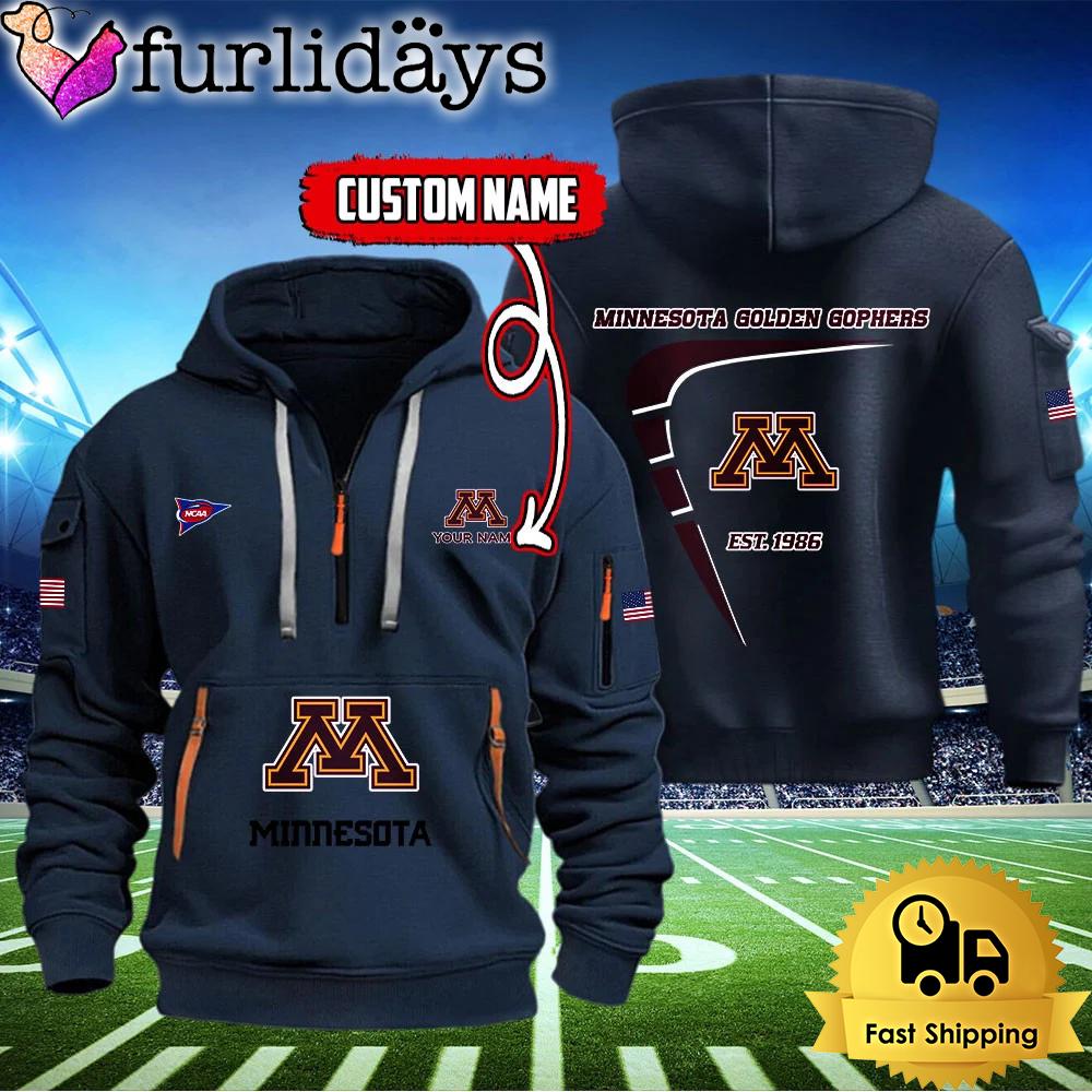 ncaa minnesota golden gophers american flag custom quarter zip hoodie3985