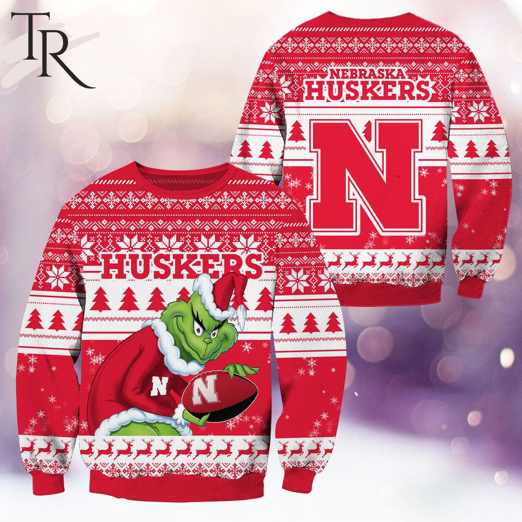 ncaa nebraska cornhuskers grinch christmas ugly sweater 1 5jtvE