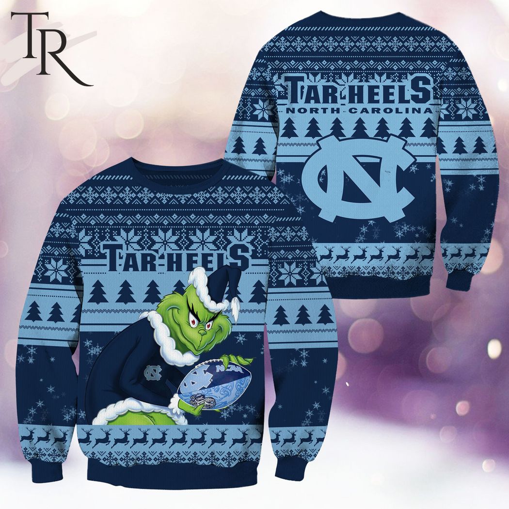 ncaa north carolina tar heels grinch christmas ugly sweater 1 4mcyT