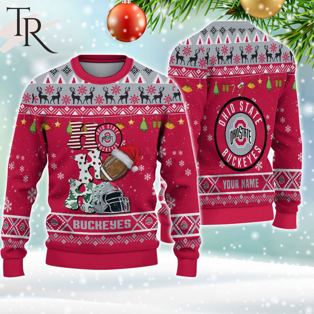 ncaa ohio state buckeyes ho ho ho ugly christmas sweater 1 VWzla