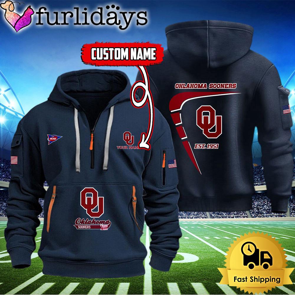 ncaa oklahoma sooners american flag custom quarter zip hoodie6269