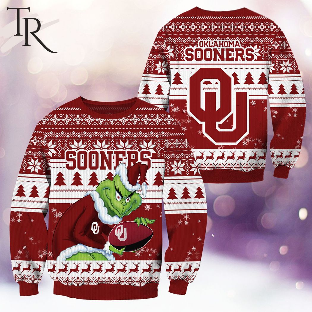 ncaa oklahoma sooners grinch christmas ugly sweater 1 SjwBP