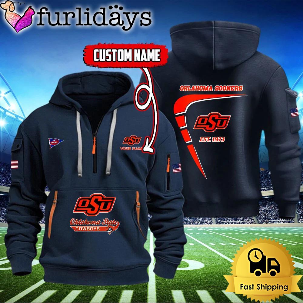 ncaa oklahoma state cowboys american flag custom quarter zip hoodie8751