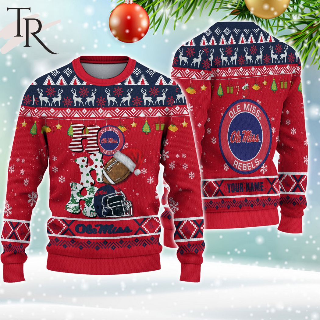 ncaa ole miss rebels ho ho ho ugly christmas sweater 1 2z5sA