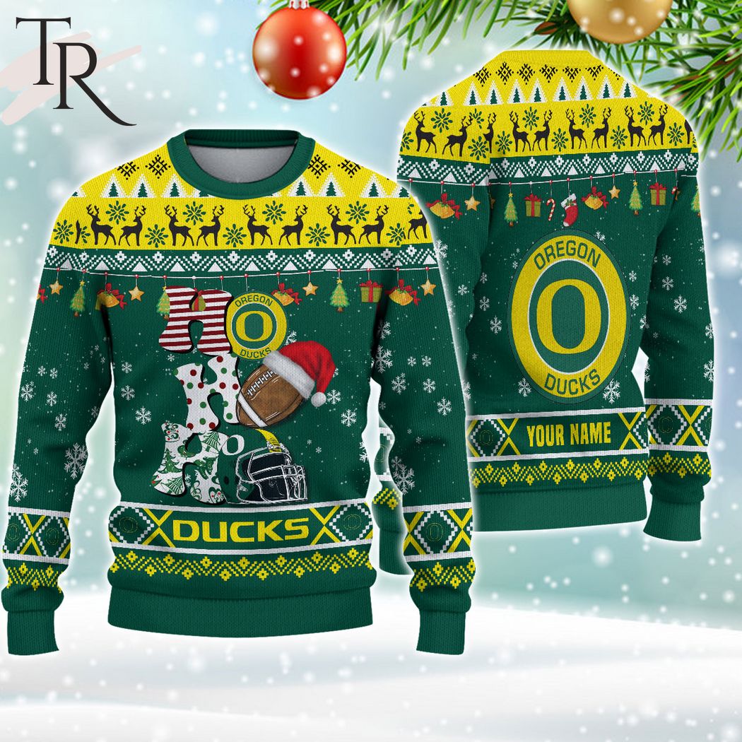 ncaa oregon ducks ho ho ho ugly christmas sweater 1 kLFLI