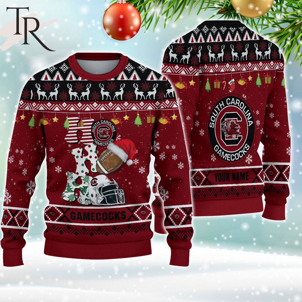 ncaa south carolina gamecocks ho ho ho ugly christmas sweater 1 h54Vd