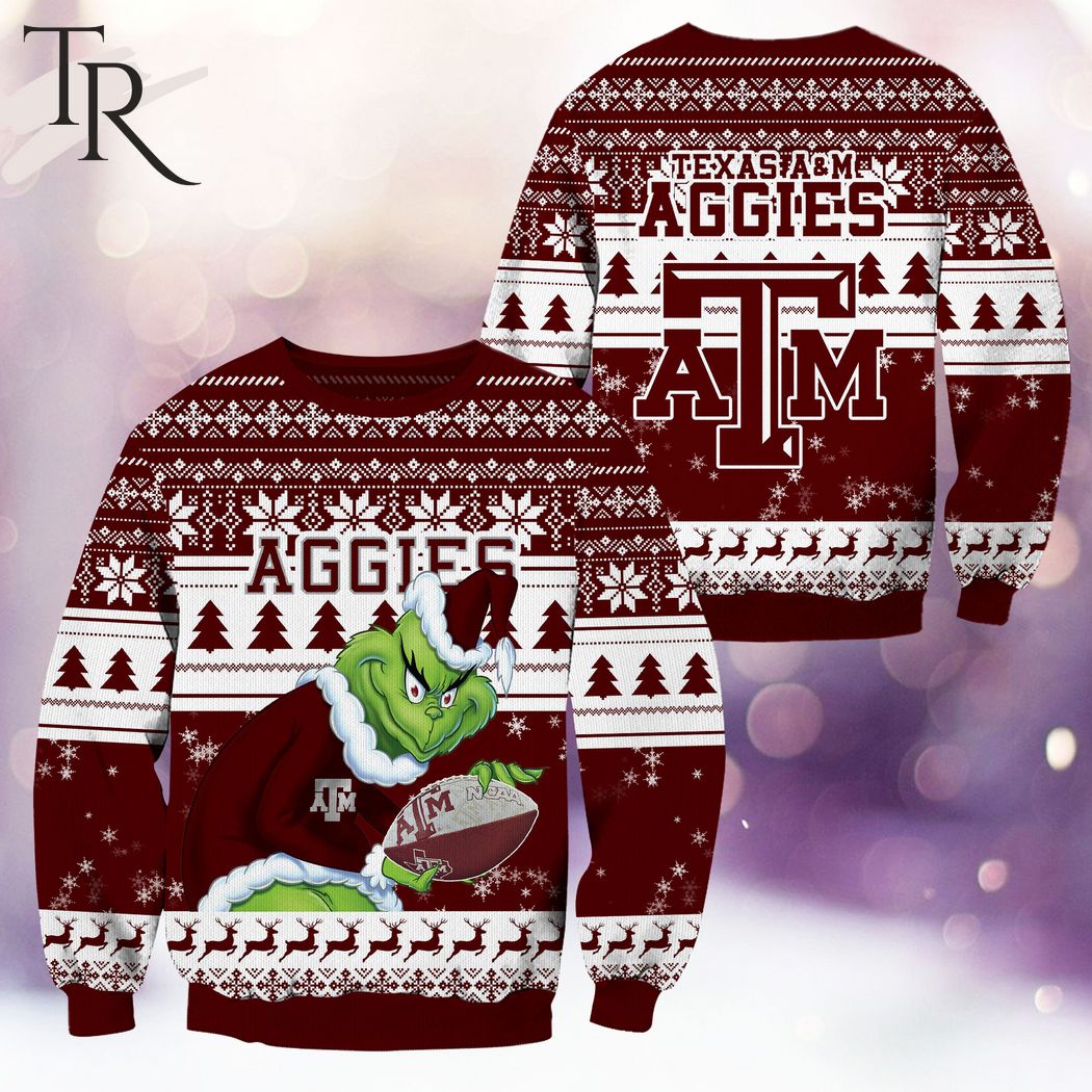 ncaa texas a m aggies grinch christmas ugly sweater 1 3GYQh