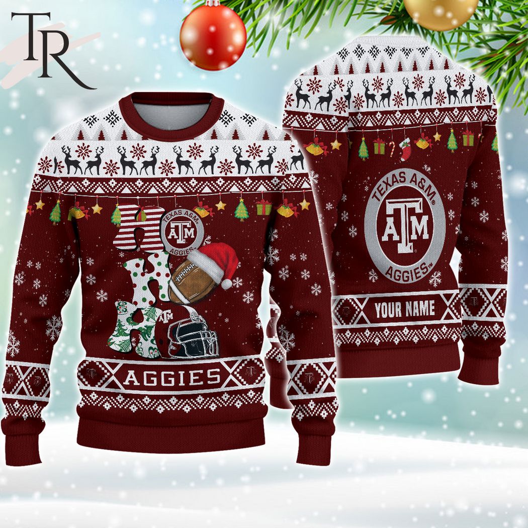 ncaa texas am aggies ho ho ho ugly christmas sweater 1 eL3GH