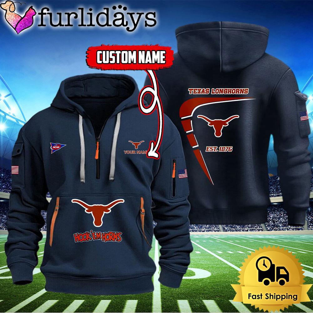 ncaa texas longhorns american flag custom quarter zip hoodie0139