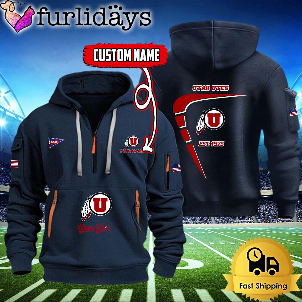 ncaa utah utes american flag custom quarter zip hoodie3672