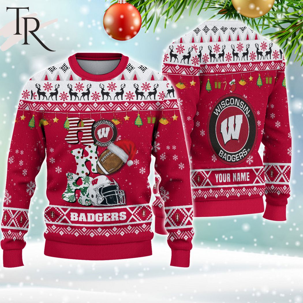 ncaa wisconsin badgers ho ho ho ugly christmas sweater 1 Lv3Co