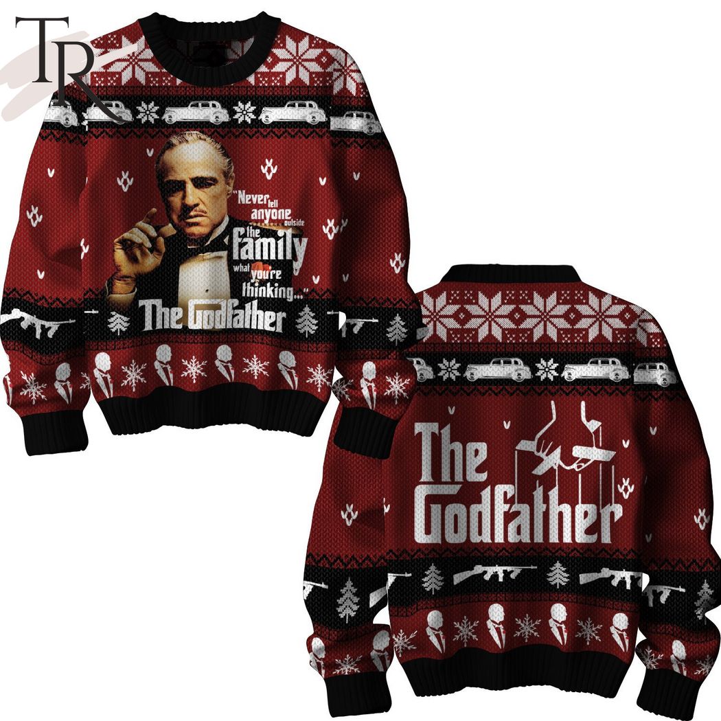 never tell anyone the family what youre thinking the godfather ugly sweater 1 hGwuo