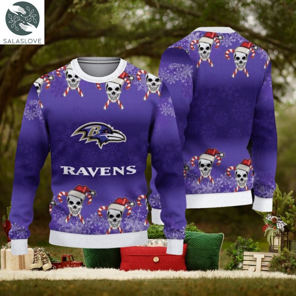 nfl baltimore ravens christmas skull sport christmas ugly sweater 1 gbqgqa