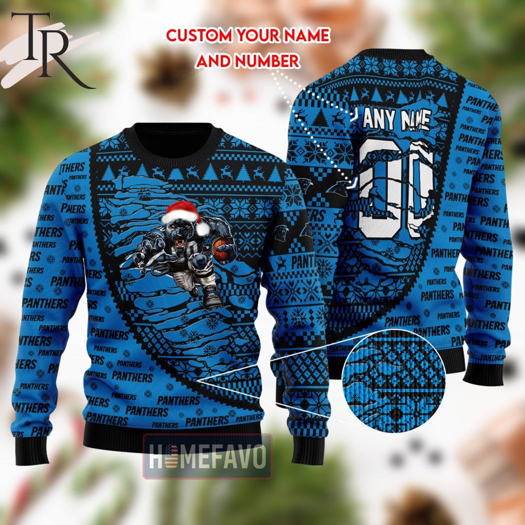 nfl carolina panthers mascot woolen christmas full print sweater 1 78mYG