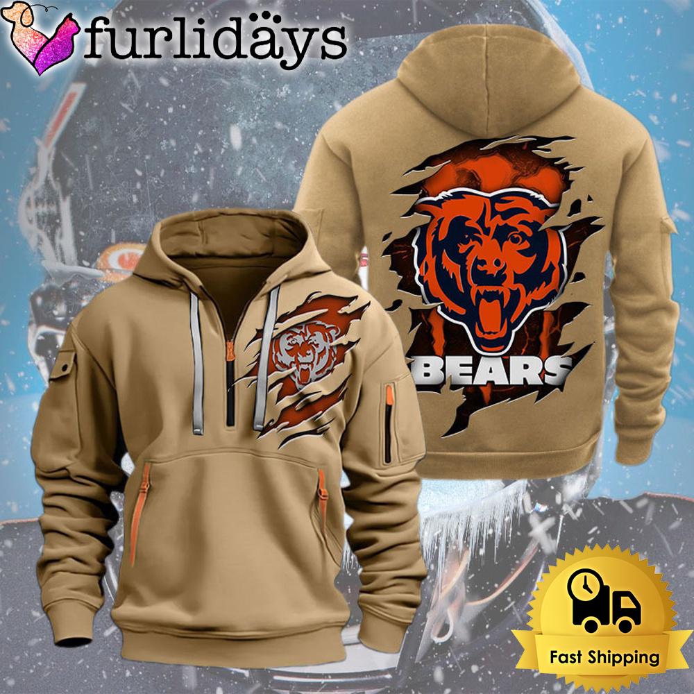 nfl chicago bear logo team quarter zip hoodie9168