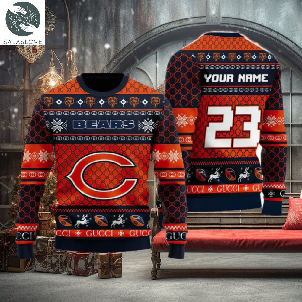 nfl chicago bears custom name and number christmas gift full print 3d sweater ugly christmas sweater 1 hhmmln