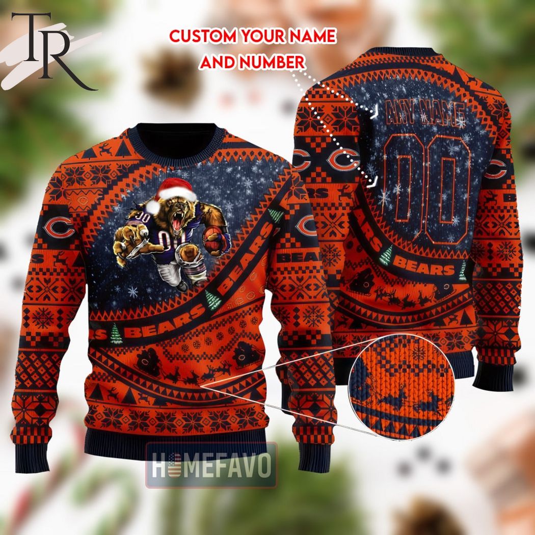 nfl chicago bears mascot woolen christmas full print sweater 1 iSTDo