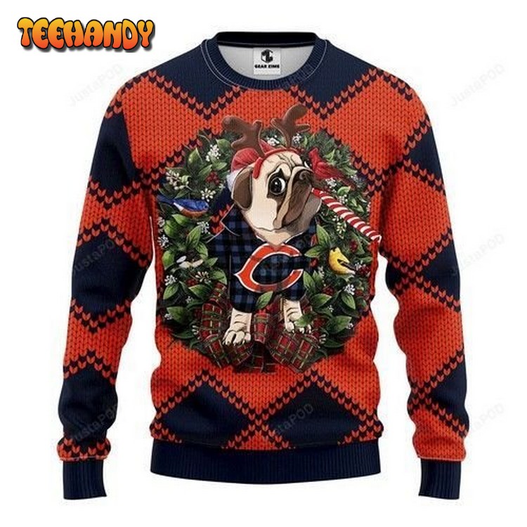 nfl chicago bears pug dog ugly christmas sweater xhsx0
