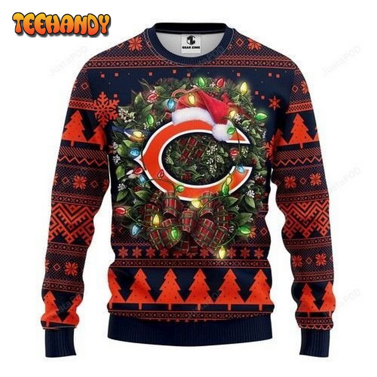 nfl chicago bears ugly christmas sweater all over print sweatshirt y7a4o