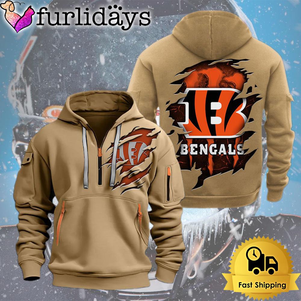 nfl cincinnati bengal logo team quarter zip hoodie7564