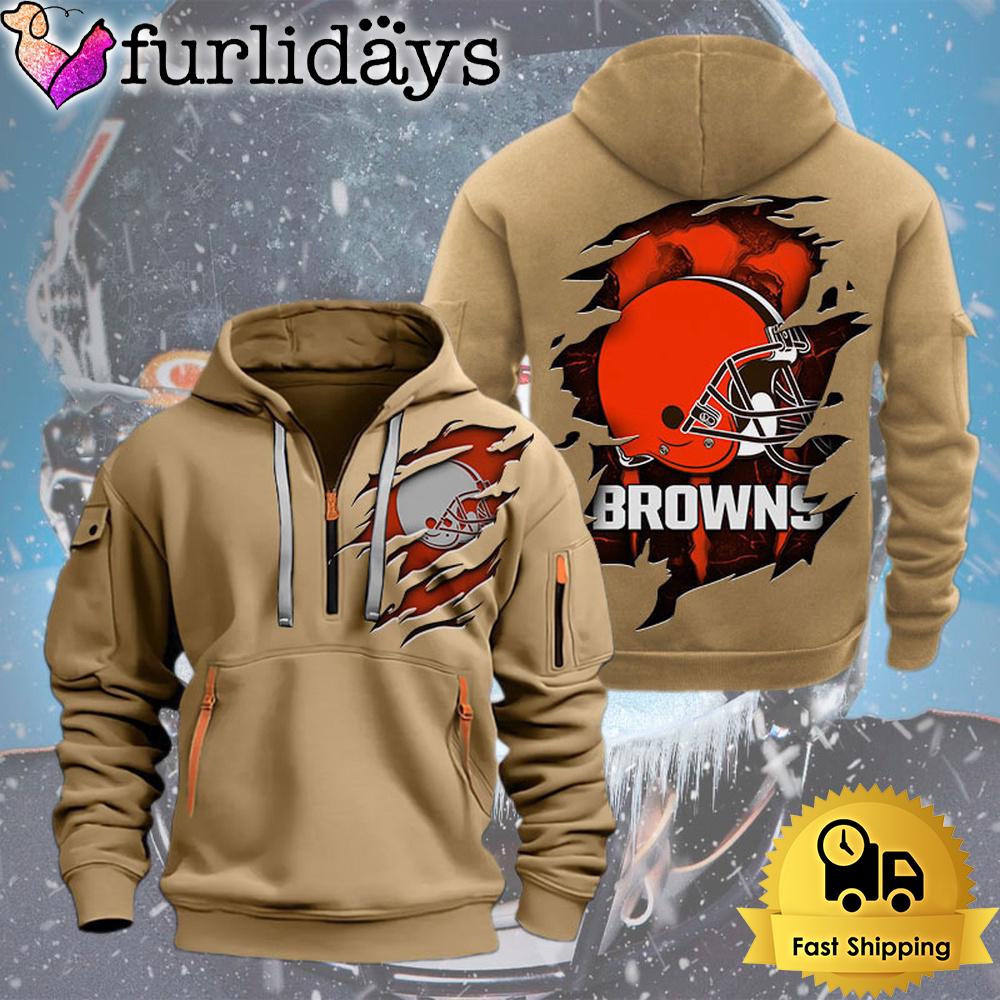 nfl cleveland brown logo team quarter zip hoodie4882