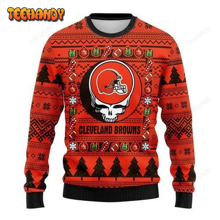 nfl cleveland browns grateful dead ugly christmas sweater ejri7