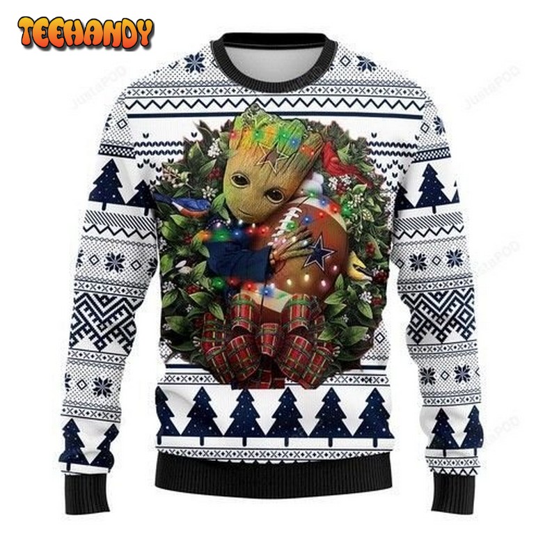 nfl dallas cowboys groot hug ugly christmas sweater vh8xb