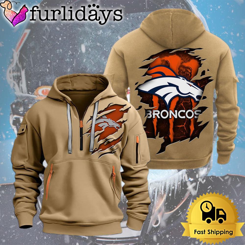 nfl denver bronco logo team quarter zip hoodie2035