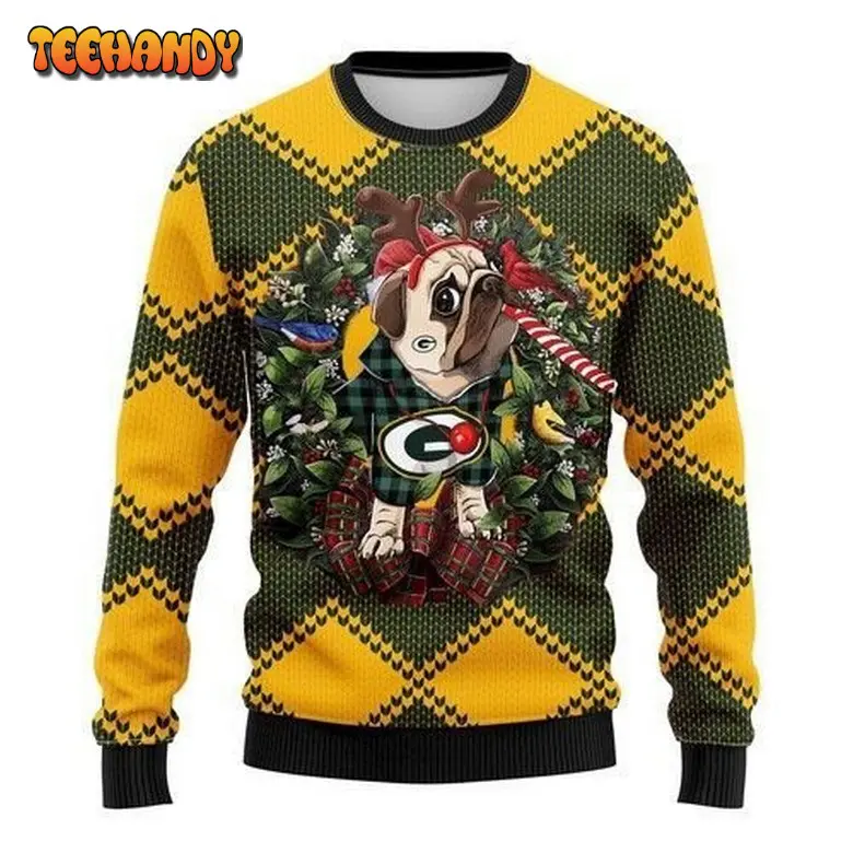 nfl green bay packers pug dog ugly christmas sweater ru23e