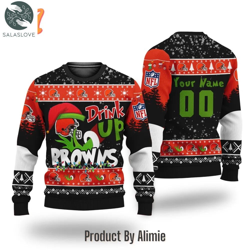 nfl grinch drink up cleveland browns custom ugly christmas sweater ht021114 1 cvbqgk