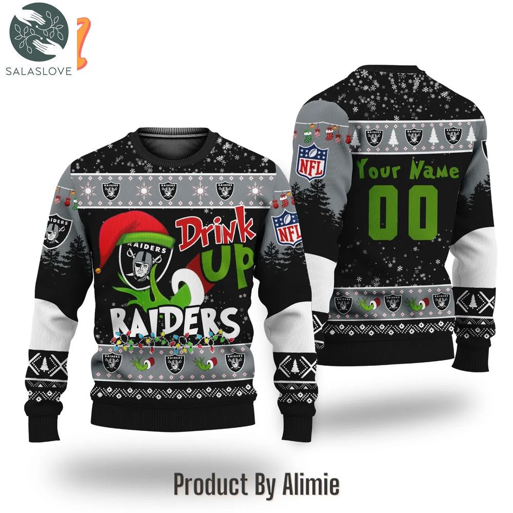 nfl grinch drink up las vegas raiders custom ugly christmas sweater ht021117 1 wypzs2
