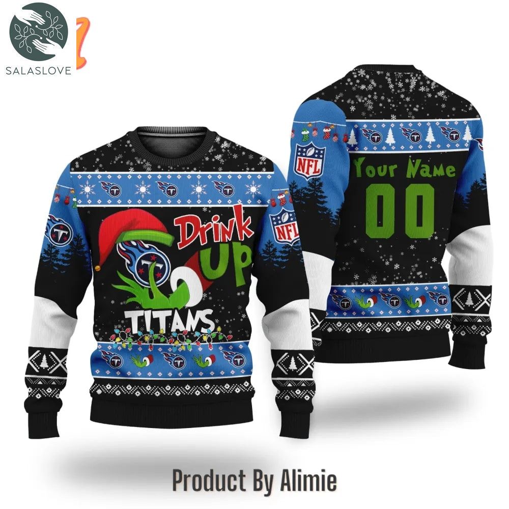 nfl grinch drink up tennessee titans custom ugly christmas sweater ht021124 1 yeyaco