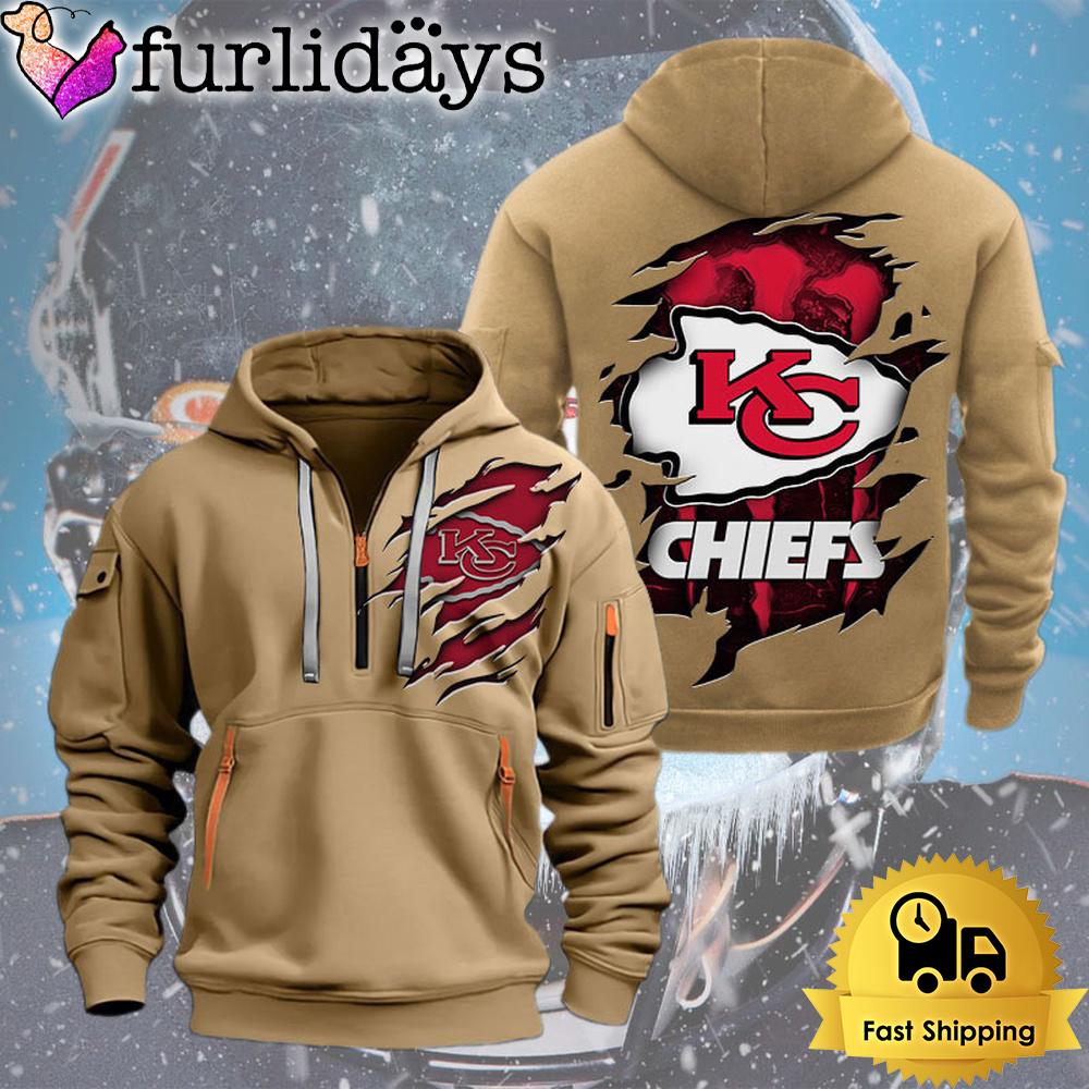 nfl kansas city chief logo team quarter zip hoodie4833