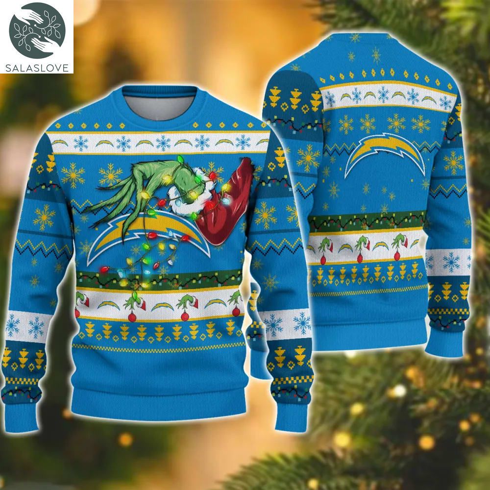 nfl los angeles chargers grinch christmas ugly sweater 1 dilgg2