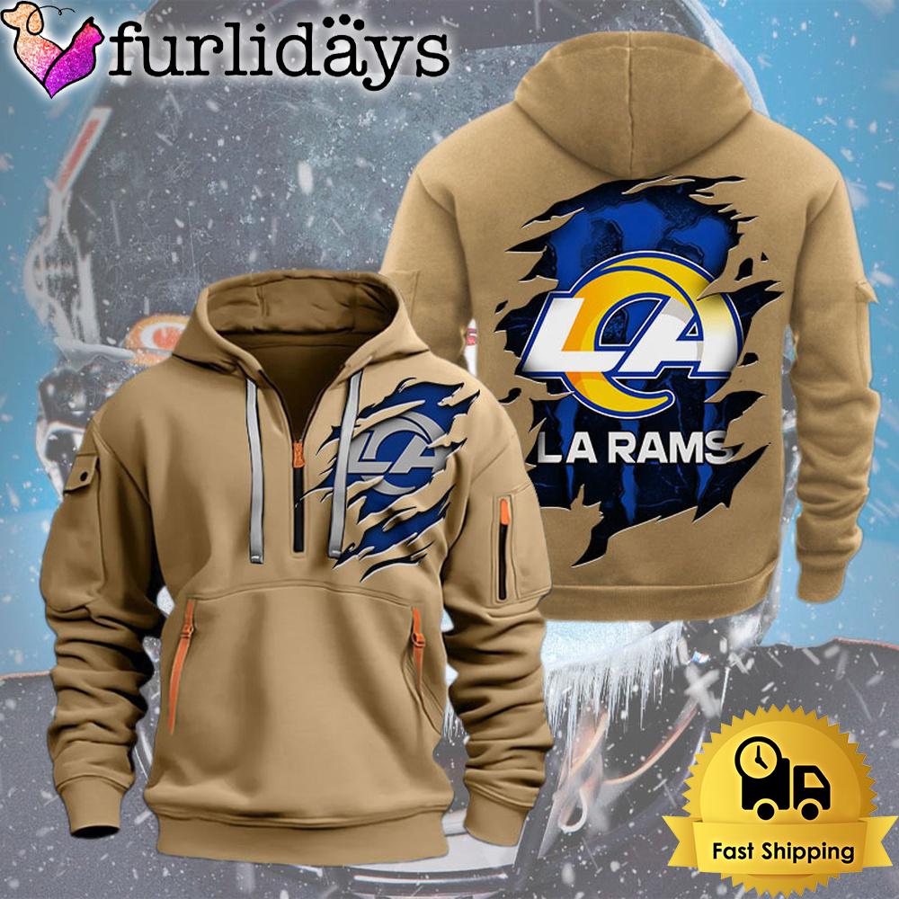 nfl los angeles ram logo team quarter zip hoodie1824