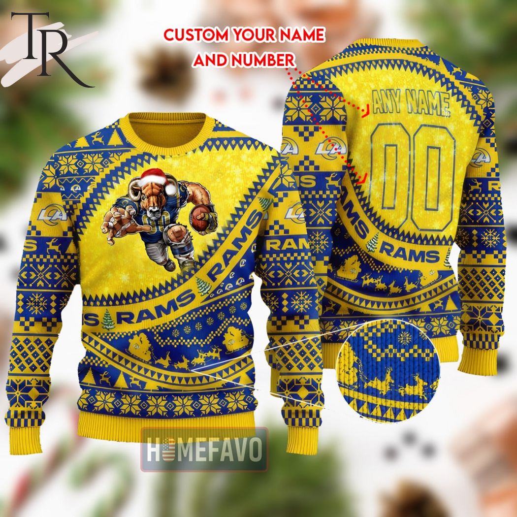 nfl los angeles rams mascot woolen christmas full print sweater 1 uwLlD