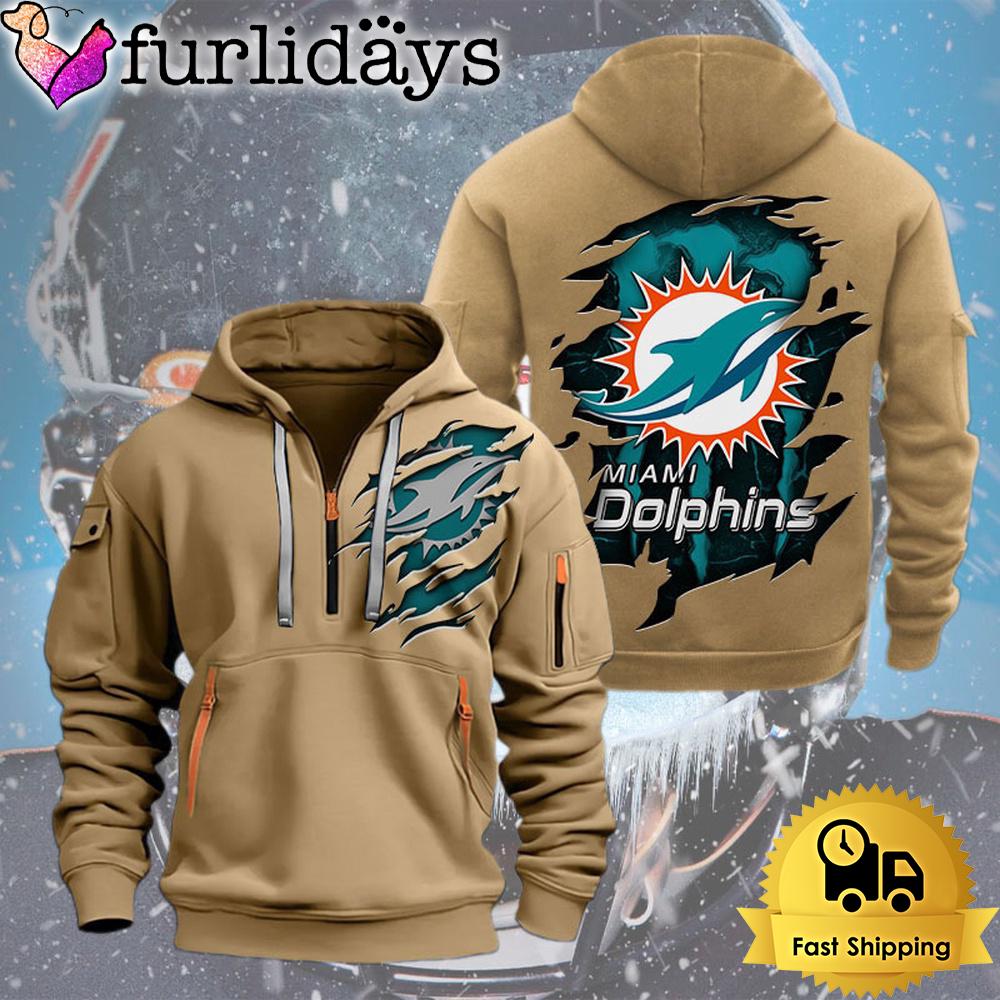 nfl miami dolphin logo team quarter zip hoodie5602