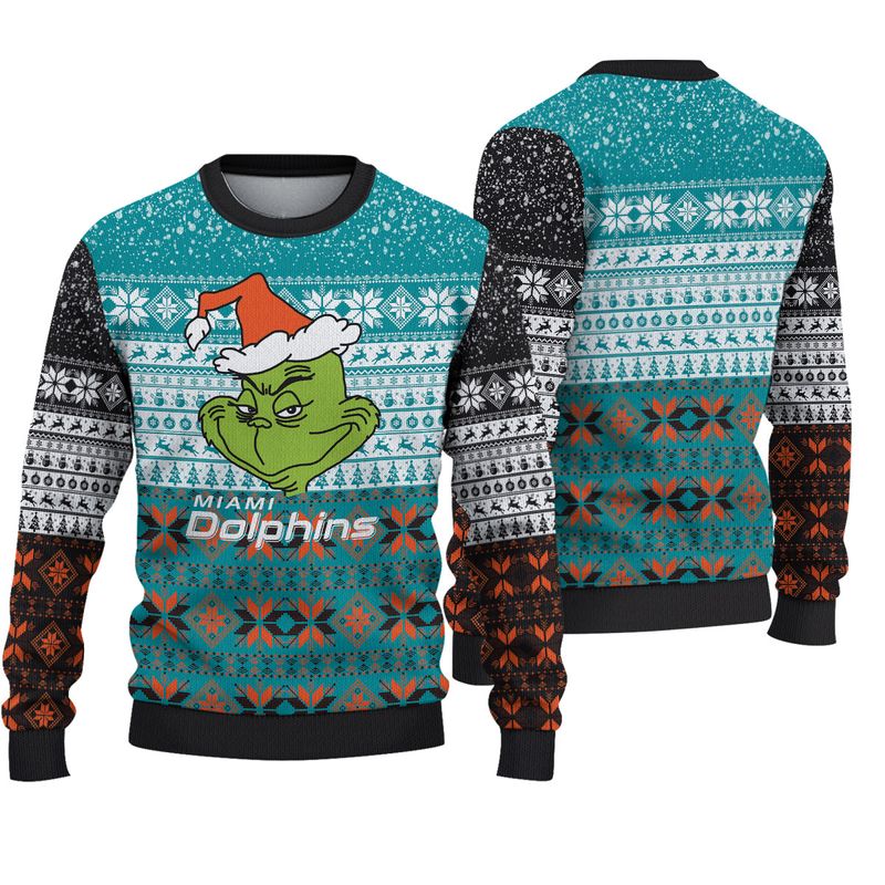 nfl miami dolphins knitted sweater christmas grinch limited edition87215