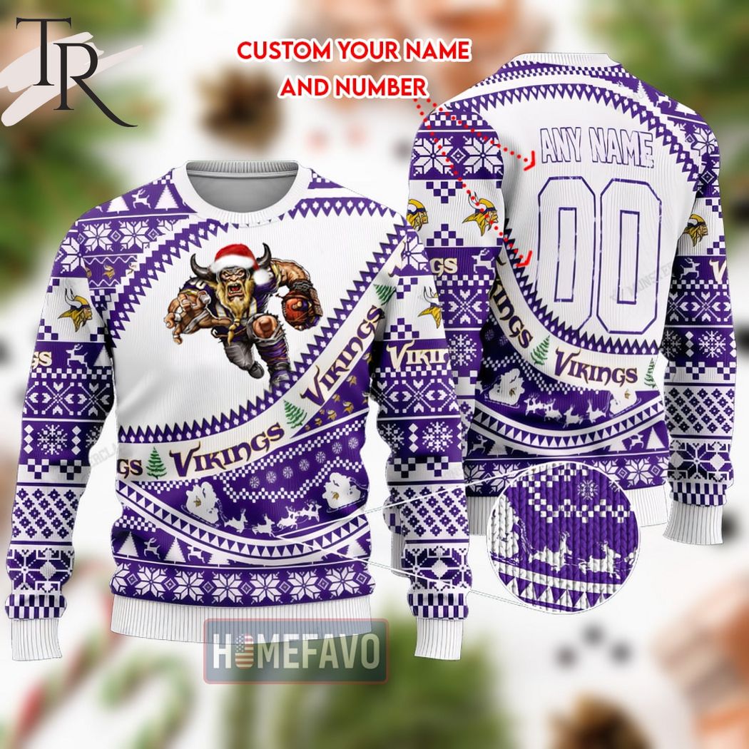 nfl minnesota vikings mascot woolen christmas full print sweater 1 a4qst