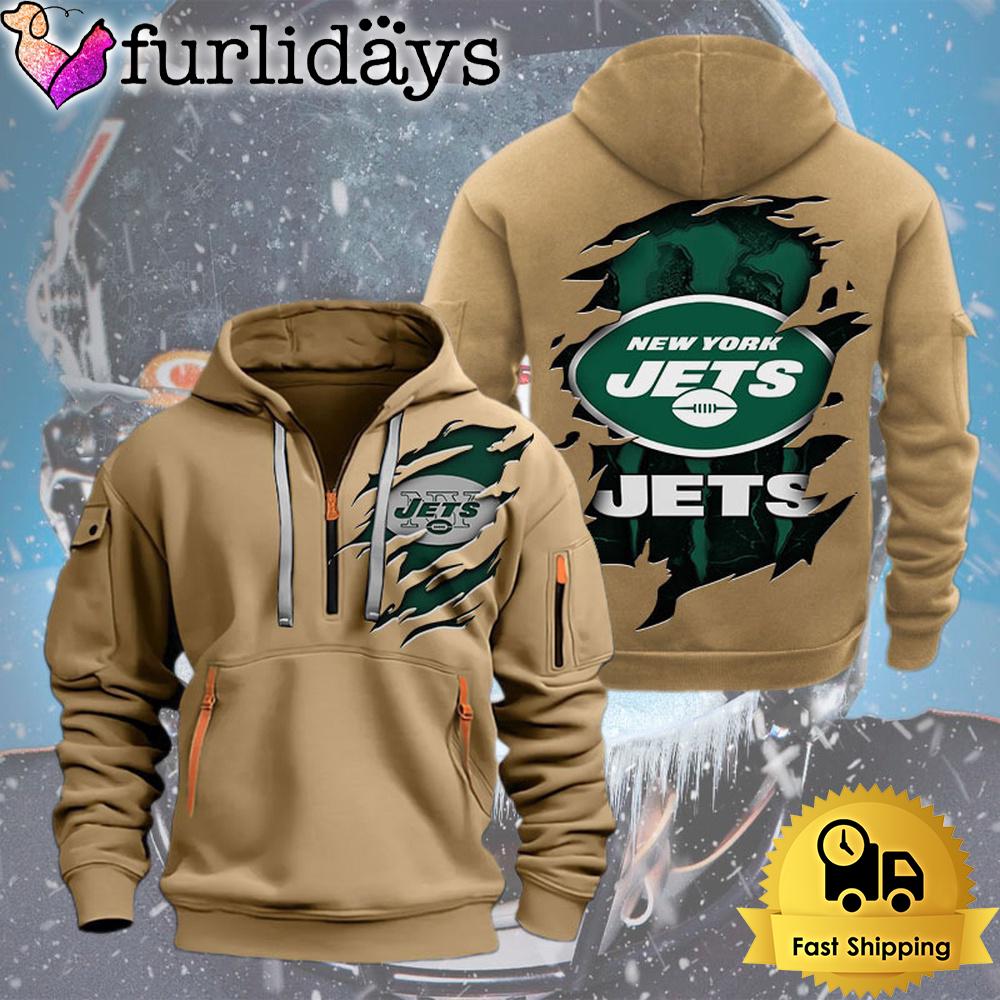 nfl new york jet logo team quarter zip hoodie8395