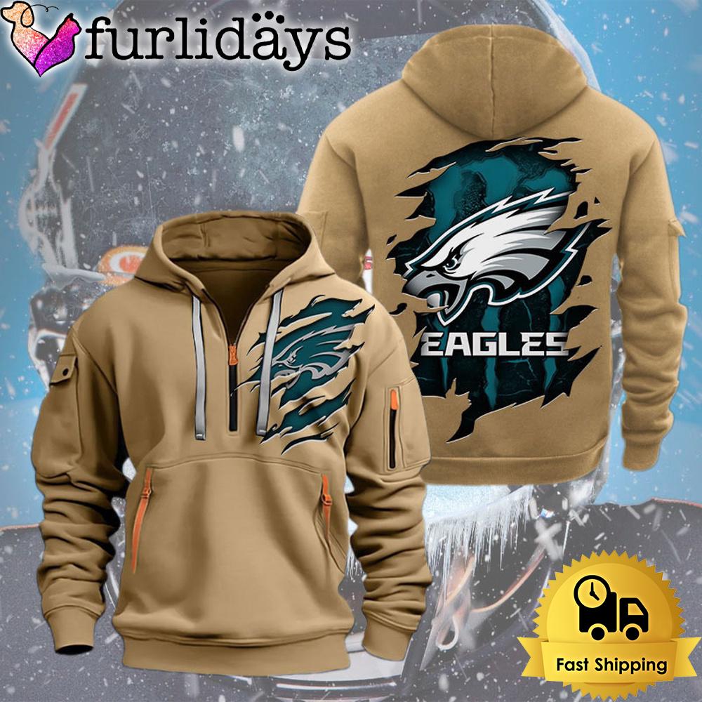 nfl philadelphia eagle logo team quarter zip hoodie9288