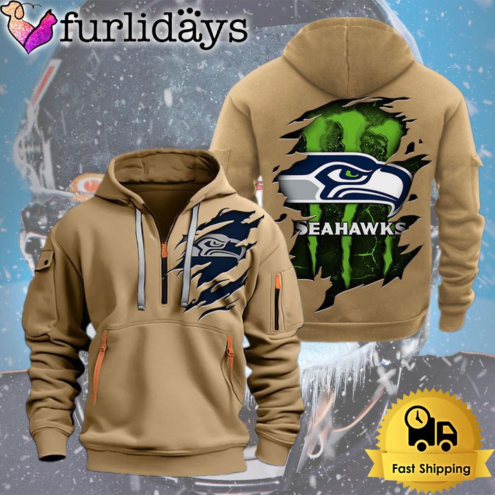 nfl seattle seahawk logo team quarter zip hoodie4424