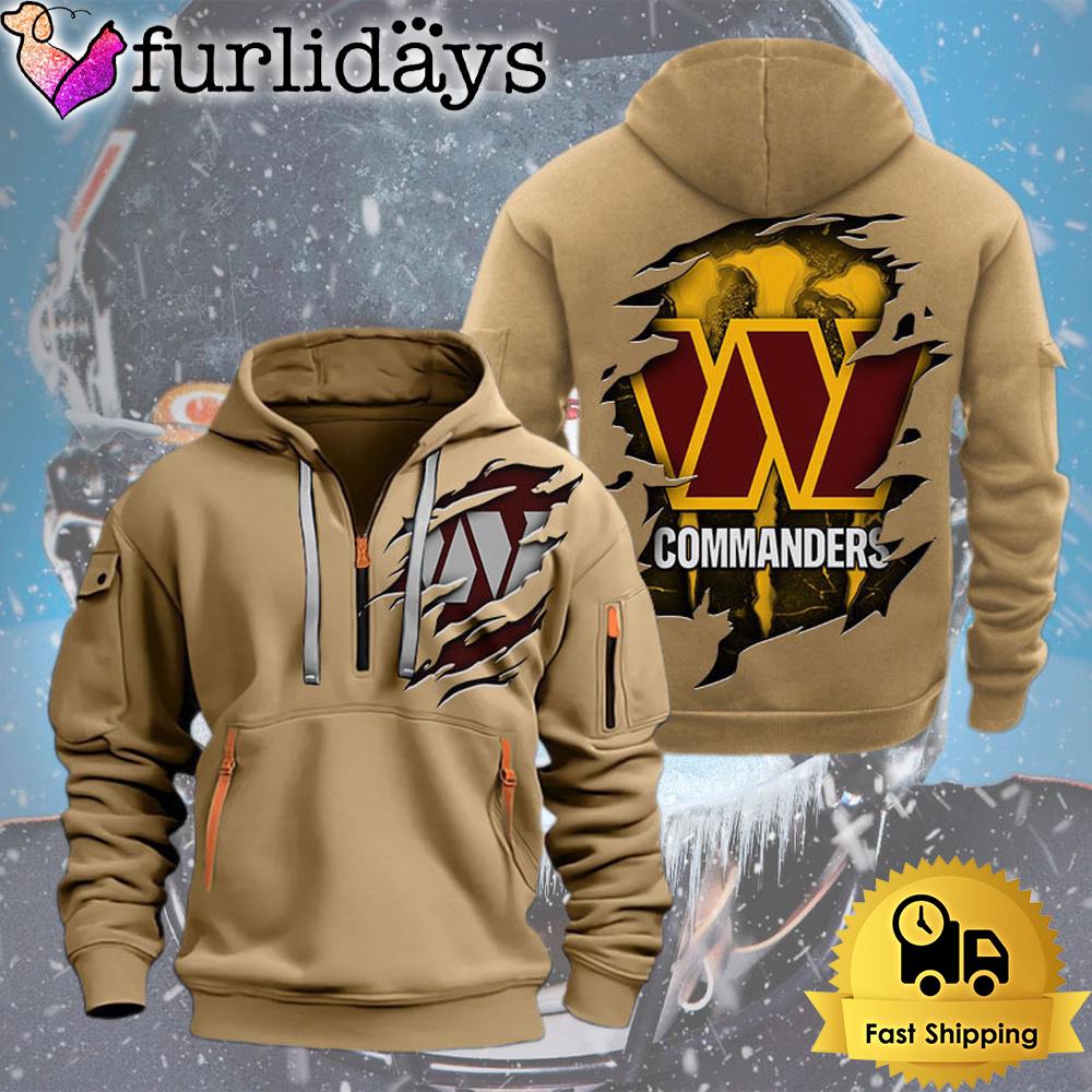 nfl washington commander logo team quarter zip hoodie9114