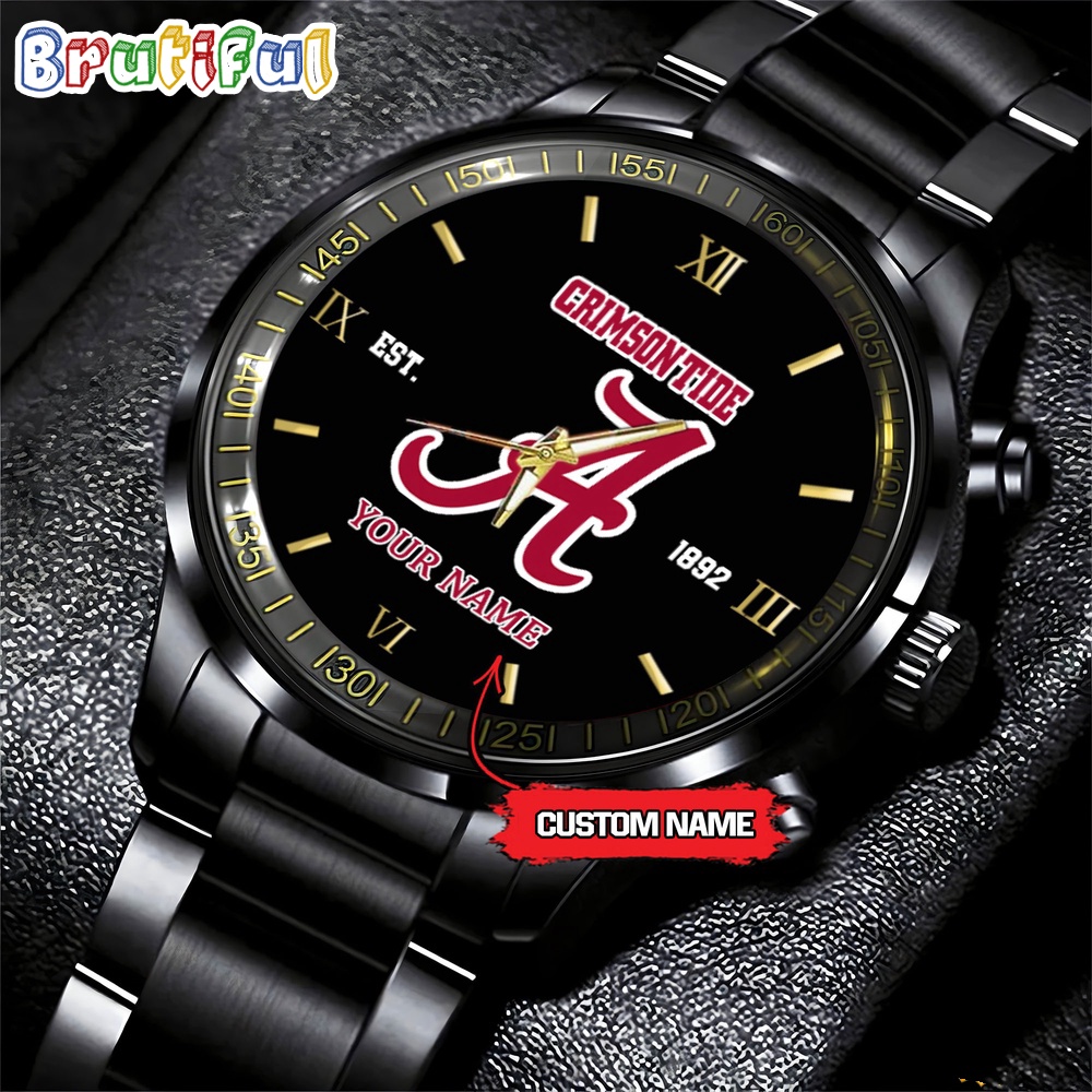 alabama crimson tide ncaa personalized black fashion watch football watch for fans 9kqwh