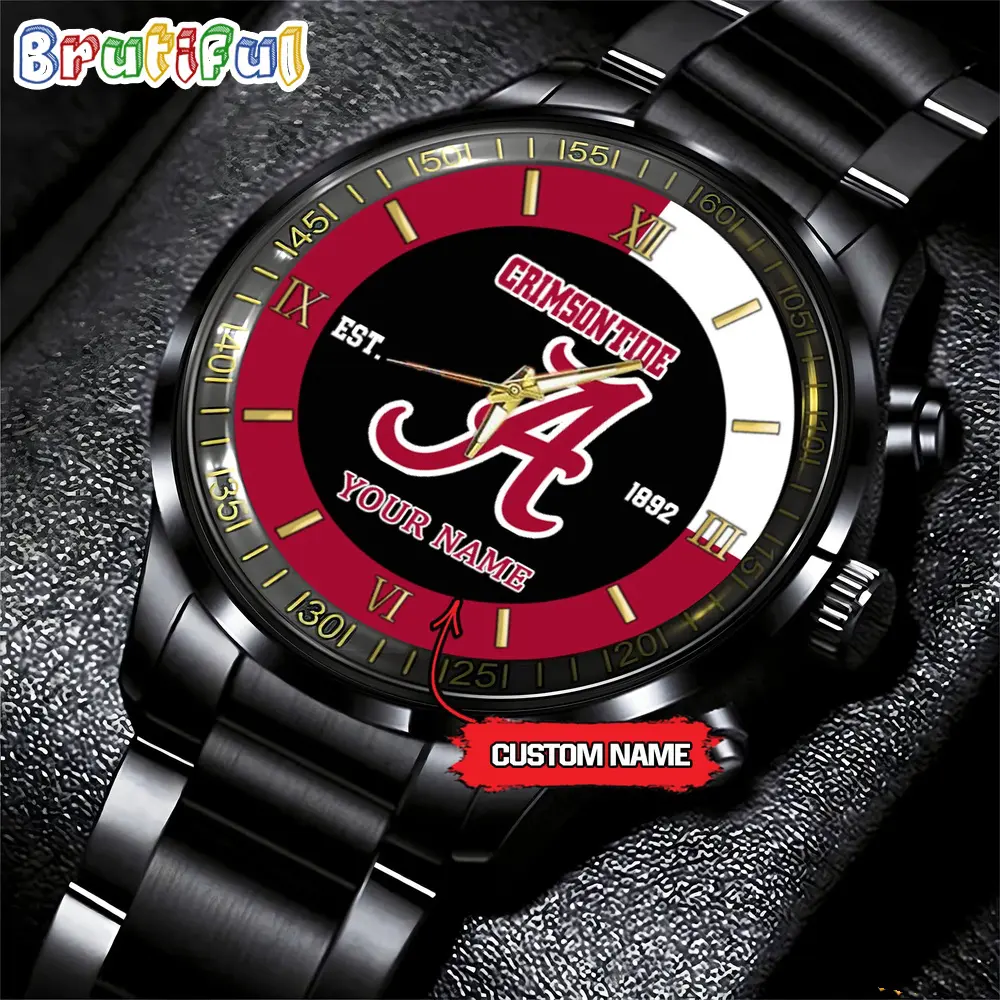 alabama crimson tide ncaa personalized black hand watch for fans 59by0