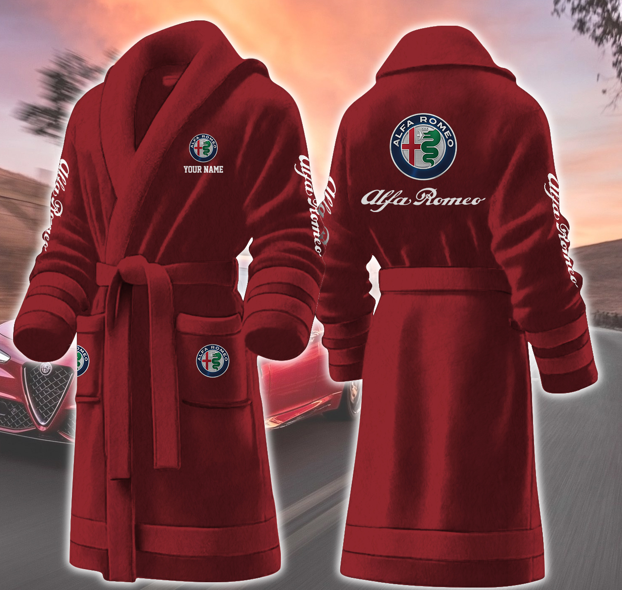 alffa romeo motocycles personalized fleece bathrobe ot3kg